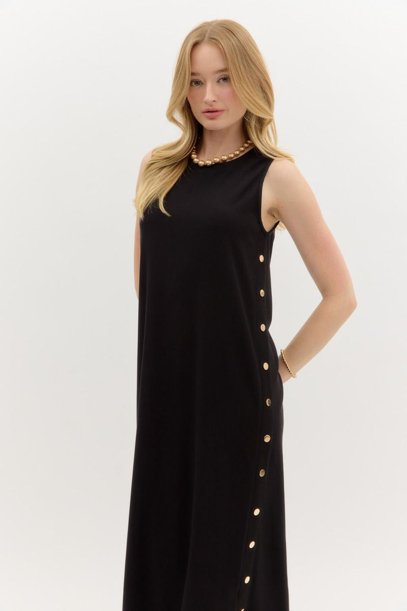 Sleeveless Ribbed Midi Dress-Dress-Entro-Black-Small-Inspired Wings Fashion
