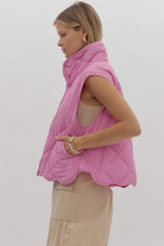 Quilted Snap Button Vest-Vests-Entro-Bubble Gum-Small-Inspired Wings Fashion