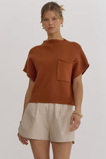 Knitted Mock Neck Crop Top-Shirts & Tops-Entro-Copper-Small-Inspired Wings Fashion