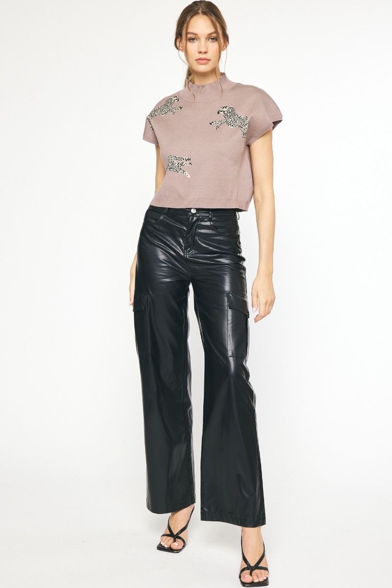 Leopard Print Mock Neck Crop Sweater-Shirts & Tops-Entro-Small-Mocha-Inspired Wings Fashion