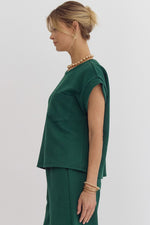 Textured round neck short sleeve Cropped Top-Shirts & Tops-Entro-Tan-Small-Inspired Wings Fashion