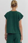 Textured round neck short sleeve Cropped Top-Shirts & Tops-Entro-Tan-Small-Inspired Wings Fashion