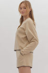 Contrast Long Sleeve Top-Shirts & Tops-Entro-Small-Taupe-Inspired Wings Fashion