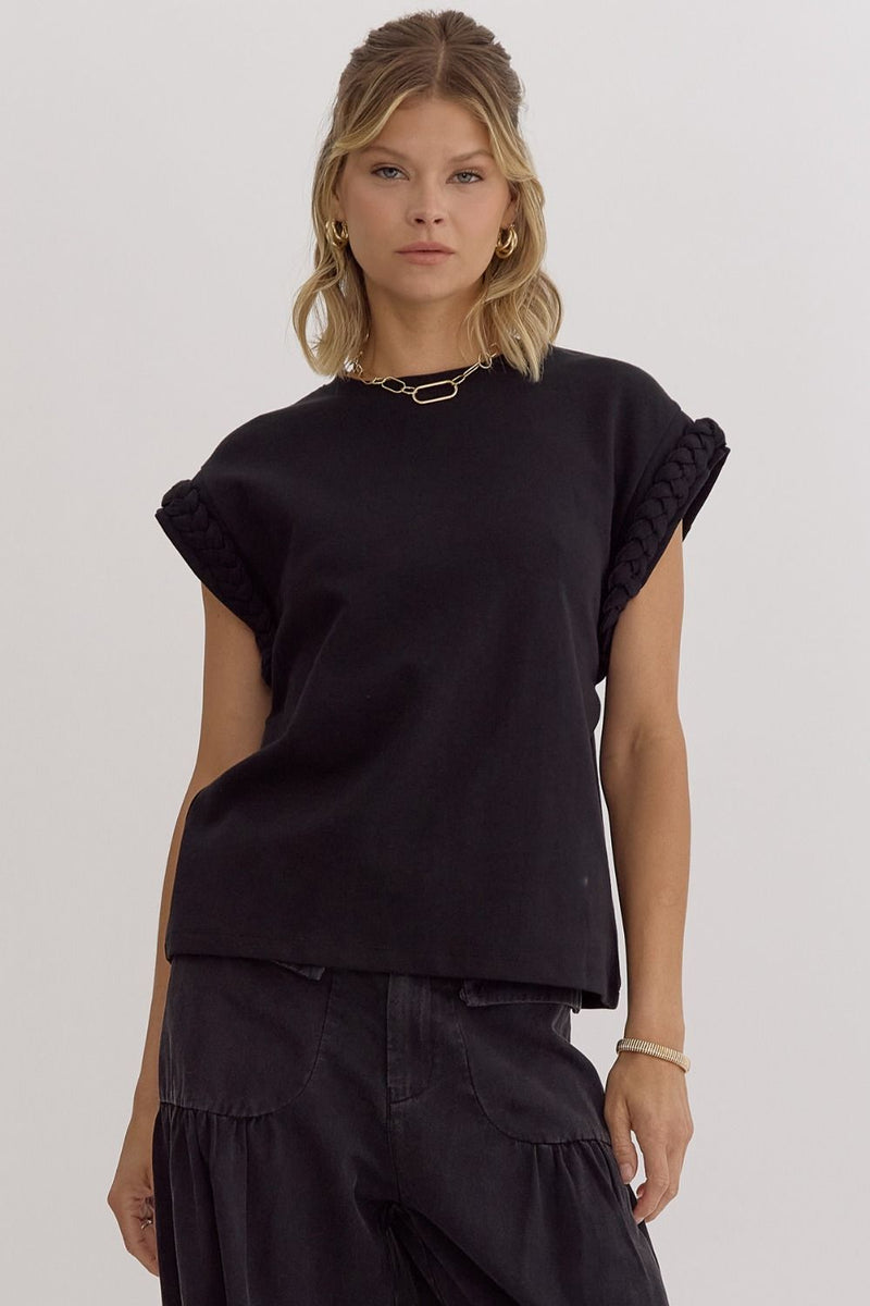 Braided Sleeves Top-Shirts & Tops-Entro-Black-Small-Inspired Wings Fashion