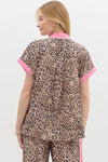 Leopard Print Contrast Top-Shirts & Tops-Entro-Pink-Small-Inspired Wings Fashion