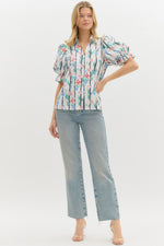 Flowers and Stripes Top-Shirts & Tops-Entro-Off White-Small-Inspired Wings Fashion