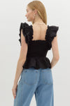 Flutter Sleeve Bow Top-top-Entro-Blue-Small-Inspired Wings Fashion