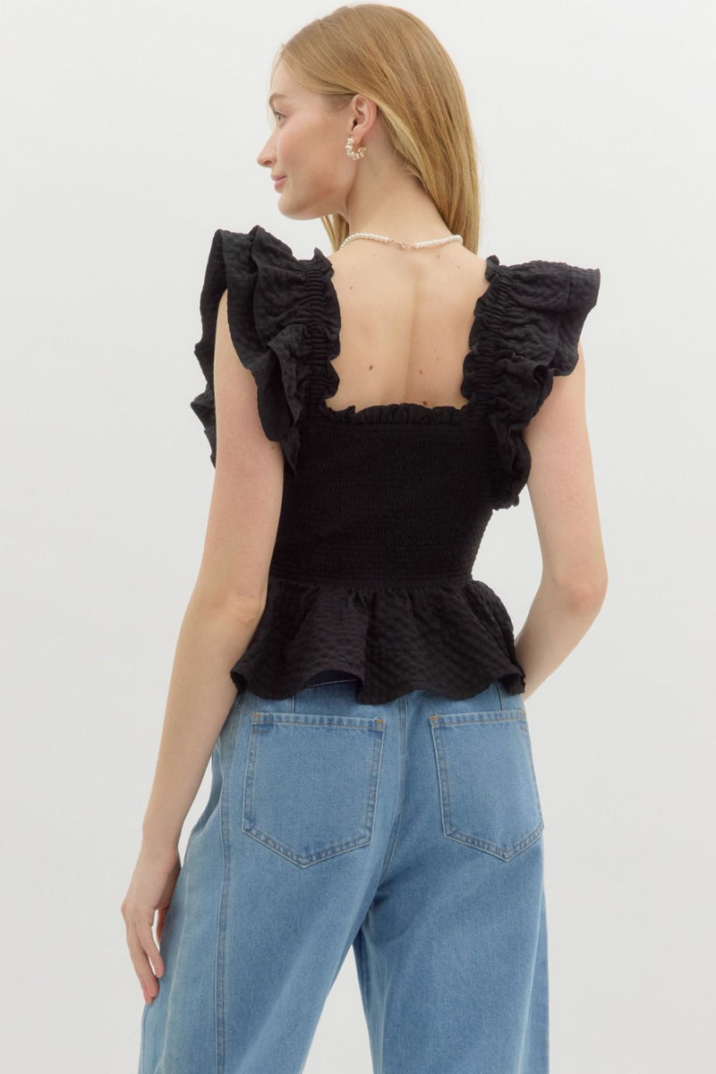 Flutter Sleeve Bow Top-top-Entro-Blue-Small-Inspired Wings Fashion