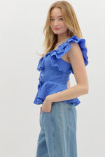 Flutter Sleeve Bow Top-top-Entro-Blue-Small-Inspired Wings Fashion