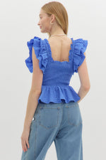 Flutter Sleeve Bow Top-top-Entro-Blue-Small-Inspired Wings Fashion