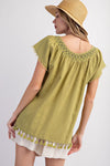 Tassel Linen Top-Tops-Easel-Small-Oatmeal-Inspired Wings Fashion