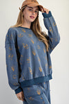 Western Print Terry Pullover-Pullover-Easel-Indigo-Small-Inspired Wings Fashion