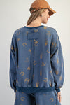 Western Print Terry Pullover-Pullover-Easel-Indigo-Small-Inspired Wings Fashion