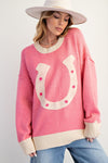 Horseshoe Sweater-sweater-Easel-Pink-Small-Inspired Wings Fashion