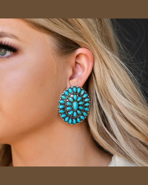 Cluster Turquoise Post Earrings-Earrings-West & Co-Inspired Wings Fashion