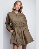 Drawstring Utility Jacket Dress-Dresses-LLove-Small-Olive-Inspired Wings Fashion