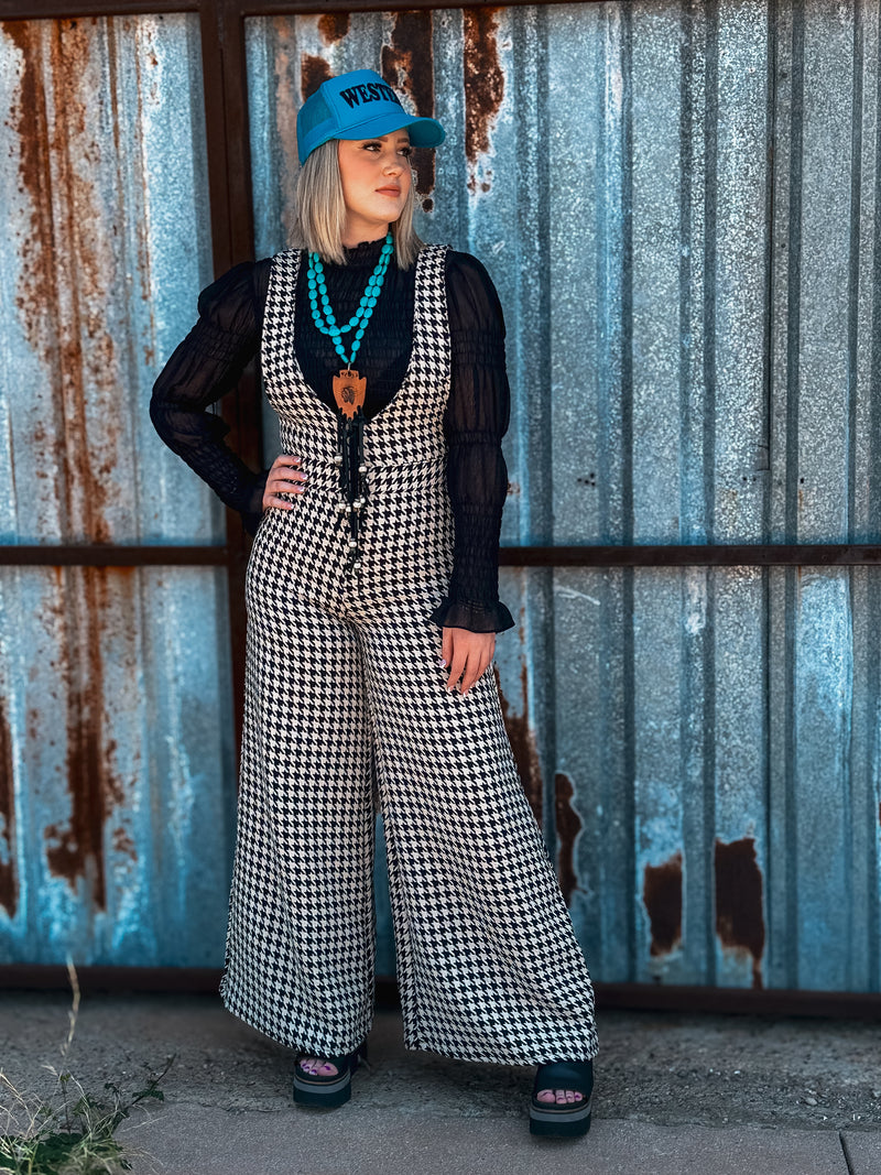 Aimee Jumpsuit-Jumpsuit-Silverado Apparel & Home-Black Houndstooth-Small-Inspired Wings Fashion