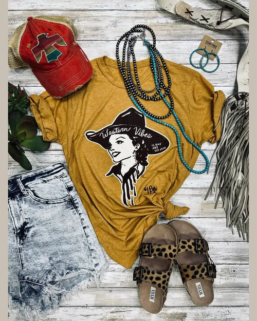 Western Vibes Tee-Shirts & Tops-Texas True Threads-Small-Antique Gold-Inspired Wings Fashion