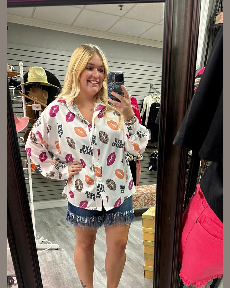 Game Day Print Top-Tops-Nylon Apparel-Small-Inspired Wings Fashion