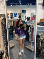 Sequin Game Day Fringe Top-Tops-Timing-Small-Royal-Inspired Wings Fashion