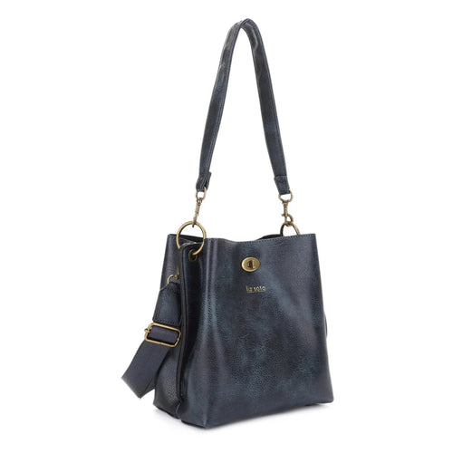 Lola Bucket Bag-Bag and Purses-Liz Soto Handbags-Indigo-Inspired Wings Fashion