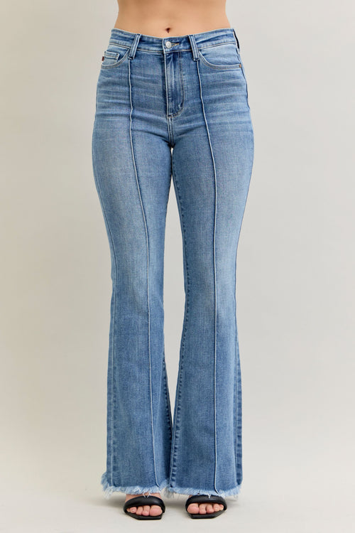HW Pintuck Flare Jeans-Jeans-Judy Blue-Denim-0(24)-Inspired Wings Fashion