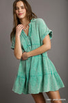 Mineral Washed Baby Doll Dress-Dresses-Umgee-Small-Jade Green-Inspired Wings Fashion