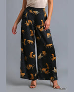Satin Animal Print Pants-Pants-Umgee-Small-Black-Inspired Wings Fashion