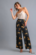 Satin Animal Print Pants-Pants-Umgee-Small-Black-Inspired Wings Fashion