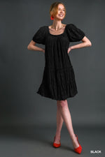 Textured Tiered Dress-Dresses-Umgee-Small-Black-Inspired Wings Fashion