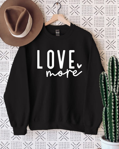 Love More Sweatshirt-Sweatshirt-Basic and Peachy-Black-Small-Inspired Wings Fashion