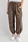 Animal Print Washed Terry Pants-Pants-Easel-Mocha-Small-Inspired Wings Fashion
