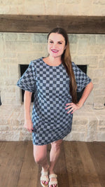 Checkered Denim Mini Dress
