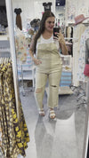 High Rise Distressed Straight Overalls