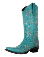 Stud and Embroidery Turquoise Boots-Boots-Corral Boots-Turquoise-6-Inspired Wings Fashion