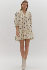 Bow Print Mini Dress-Dresses-Entro-Natural-Small-Inspired Wings Fashion