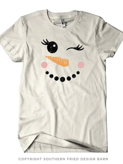 Snowman Face Tee-Shirts & Tops-Southern Fried Design Barn-Cream-Small-Inspired Wings Fashion