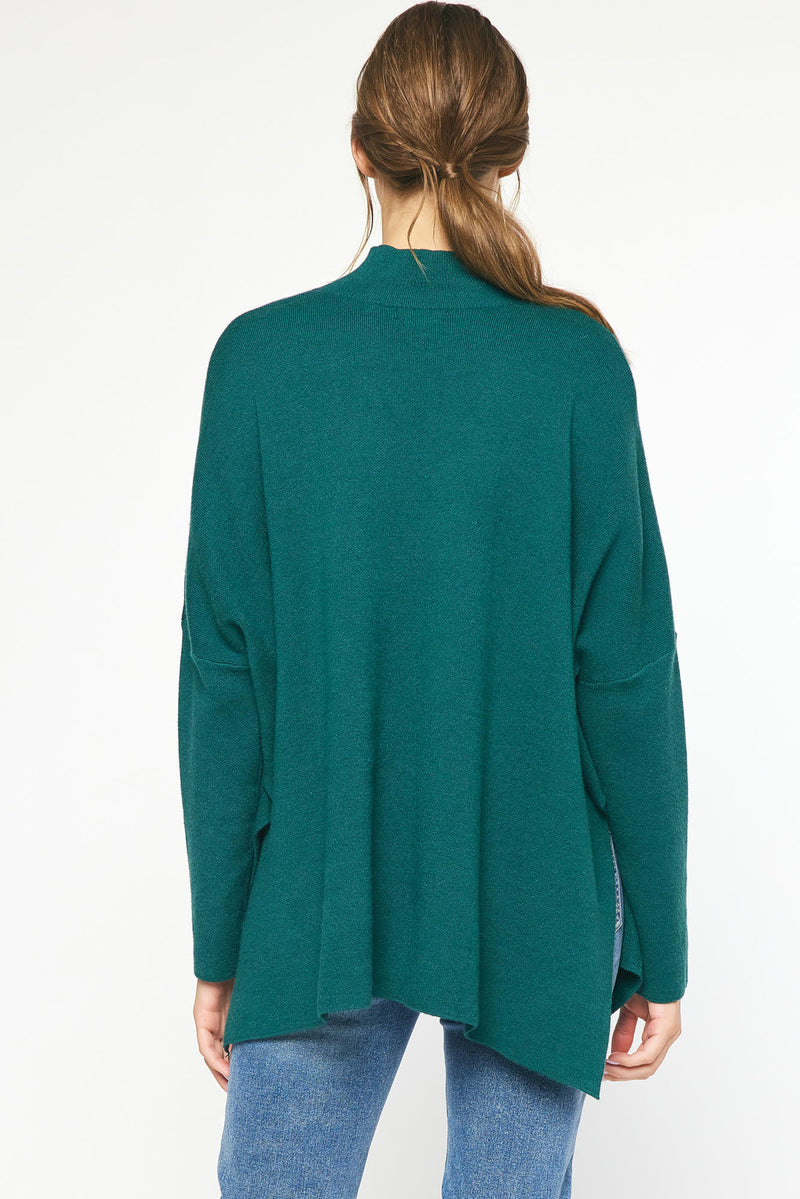 Mock Neck Long Sleeve Top-Shirts & Tops-Entro-S/M-H Green-Inspired Wings Fashion