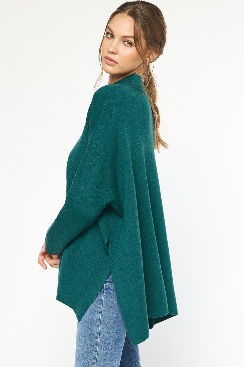 Mock Neck Long Sleeve Top-Shirts & Tops-Entro-S/M-H Green-Inspired Wings Fashion