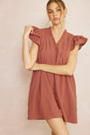 Solid V-Neck Mini Dress-Dresses-Entro-Small-Cinnamon-Inspired Wings Fashion