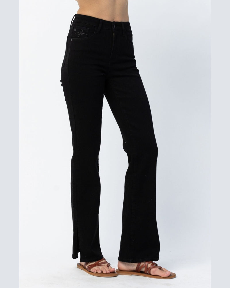 Black High Waisted with Slits Jeans-Pants-Judy Blue-0-Black-Inspired Wings Fashion