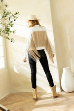 Off White Fringe Jacket-Jacket-Judy Blue-Small-Off White-Inspired Wings Fashion