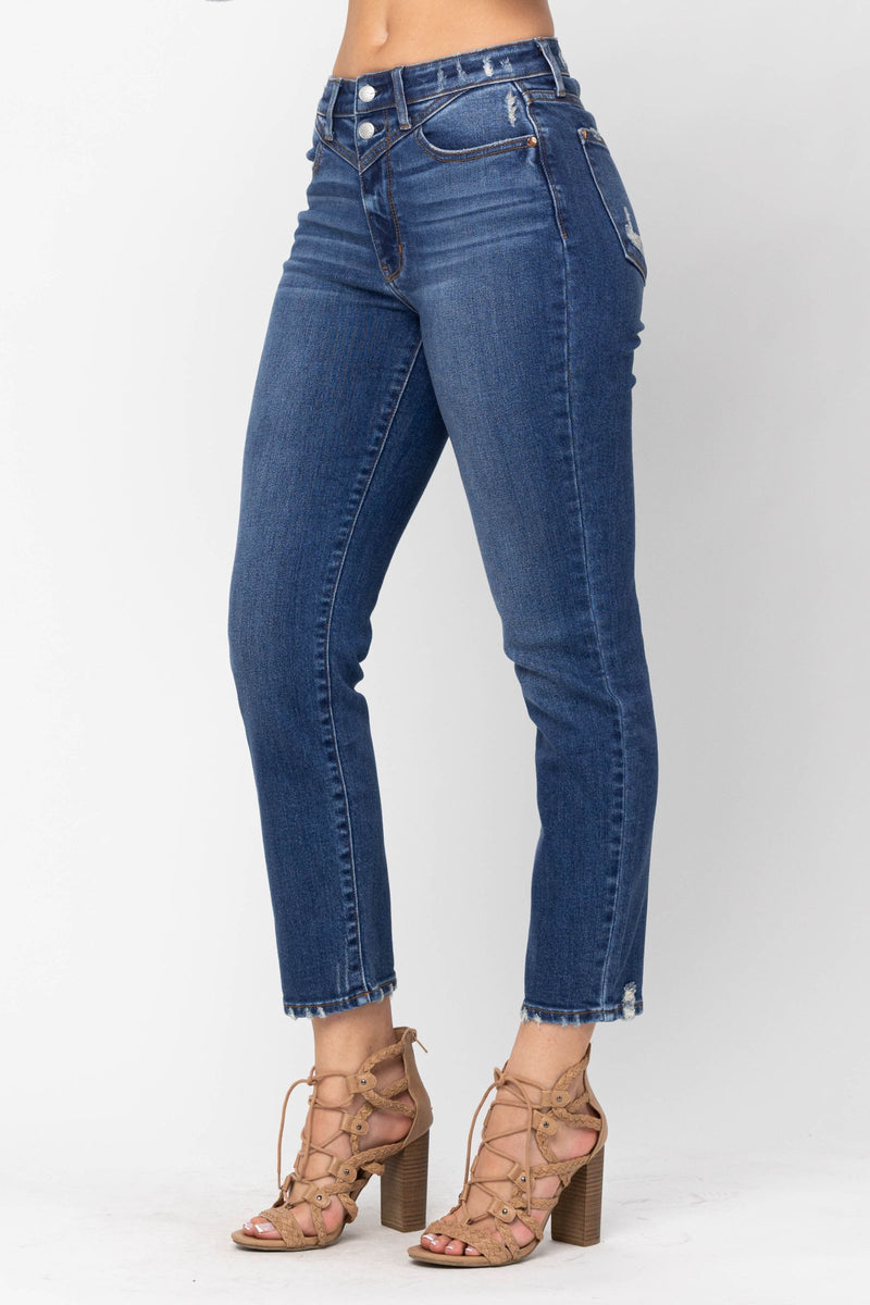 High Waist Front Yoke Jeans-Pants-Judy Blue-0-Inspired Wings Fashion