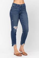 Distressed Shark Bite Hem Jeans-Jeans-Judy Blue-0 (24)-Inspired Wings Fashion