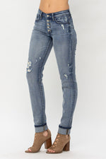 Mid-Rise Button Fly Wash & Cuff-Jeans-Judy Blue-0/24-Inspired Wings Fashion