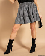 Crinkle Foggy Foil Tiered Skirt-bottoms-Kori America-Small-Silver Black-Inspired Wings Fashion