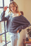 Distressed Dual V-Neck Sweater-Shirts & Tops-Kori America-Small-Black-Inspired Wings Fashion