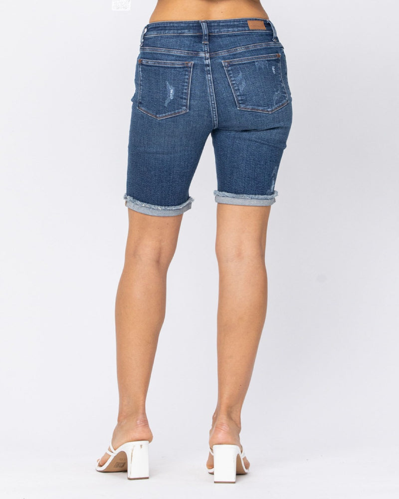Destroyed Bermuda Shorts-bottoms-Judy Blue-Small-Inspired Wings Fashion