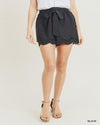 Scalloped Waist Tie Shorts-bottoms-Jodifl-Small-Black-Inspired Wings Fashion