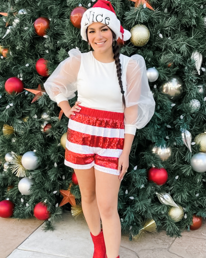 Candy Cane Shorts-Shorts-Why Dress-Small-Inspired Wings Fashion